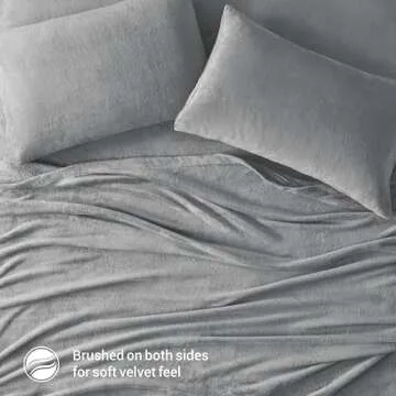 Sleep Philosophy True North Soloft Plush Bed Sheet Set, Wrinkle Resistant, Warm, Soft Fleece Sheets with 14" Deep Pocket Cold Season Cozy Bedding-Set, Matching Pillow Case, Queen, Grey, 4 Piece
