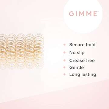 Gimme Beauty - Spiral Bands - Transparent Hair Accessories for All Hair Colors - No Crease Coil Hair...