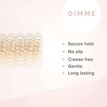 Gimme Beauty - Spiral Bands - Transparent Hair Accessories for All Hair Colors - No Crease Coil Hair...