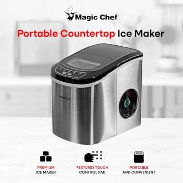 Magic Chef Portable Countertop Ice Maker, Small Ice Maker for Kitchen or Home Bar, Tabletop Ice Make...