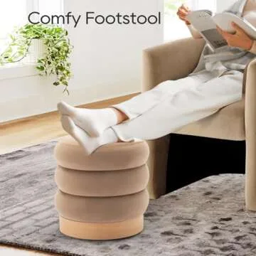 COLAMY Velvet Ottoman Footstool for Stylish Comfort