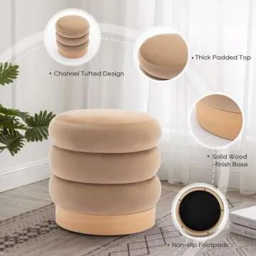 COLAMY Velvet Ottoman Footstool for Stylish Comfort