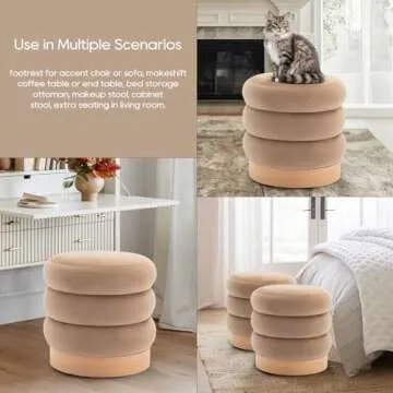 COLAMY Velvet Ottoman Footstool for Stylish Comfort