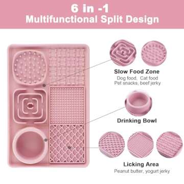 Lick Mat for Dogs, Slow Feeder Licking Mat with Suction Cups for Food and Water, Silicone Feeding Ma...