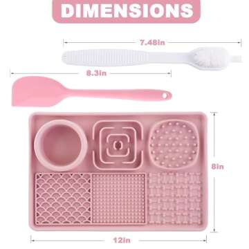 Lick Mat for Dogs, Slow Feeder Licking Mat with Suction Cups for Food and Water, Silicone Feeding Mat Perfect for Anxiety Relief Suitable for Butter Food Yogurt Peanut (Pink)