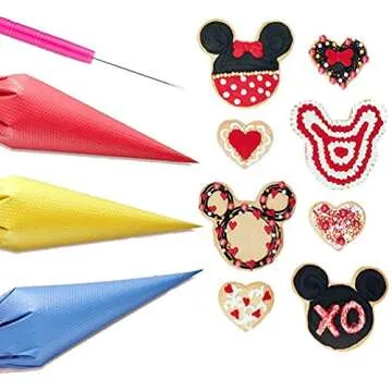 122Pieces Tipless Piping Bags - 100pcs Disposable Piping Pastry Bag for Royal Icing/Cookies Decorating - 10 Pastry Bag Ties,10 Clips &2 Scriber Needle - Best Cookie/Cake Decorating Tools (14 inch)