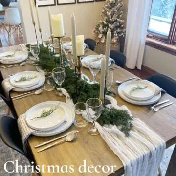 10 Pack Ivory White Cheesecloth Table Runner 10FT Long Boho Gauze Table Runner Rustic Sheer Ivory Table Runner for Wedding Bridal Baby Shower Birthday Party Table Decor