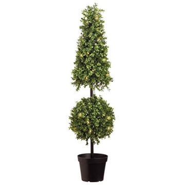 42" Lighted Artificial Boxwood Topiary with Timer
