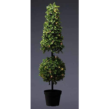 42" Lighted Artificial Boxwood Topiary with Timer