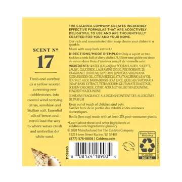 Caldrea Dish Soap, Biodegradable Dishwashing Liquid made with Soap Bark and Aloe Vera, Sea Salt Neroli, 16 oz