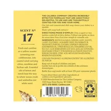 Caldrea Dish Soap - Biodegradable Sea Salt Neroli Cleaning Liquid, 16 oz