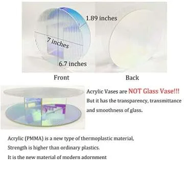 YalzoneMet Colorful Refraction Acrylic Vase Modern Round Geometric Minimalist Vase Unique Desktop Decor Plant Floral Container for Home Office Wedding CenterPcs Decor 6.7‘’x7’’