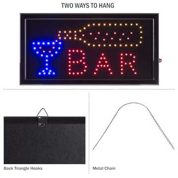 LED Bar Sign - Neon Electric Display Sign with Animation and Energy Efficient LEDs for Homes, Busine...