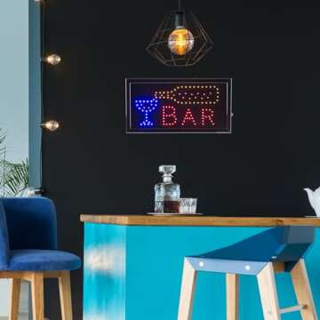 LED Bar Sign - Neon Electric Display Sign with Animation and Energy Efficient LEDs for Homes, Businesses, and Events by Lavish Home