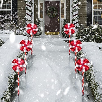 Lollipop Solar Christmas Pathway Lights - 3 Pack LED Decor