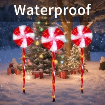 Lollipop Solar Christmas Pathway Lights - 3 Pack LED Decor