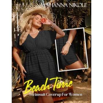 Hanna Nikole Plus Size Swimsuit Cover Ups for Women with Slit Design and Elastic Waist