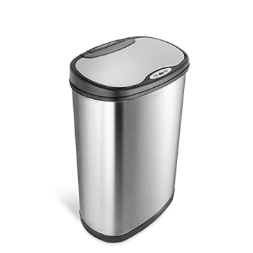 NINESTARS DZT-50-13 Automatic Touchless Motion Sensor Oval Trash Can - 13 Gallon