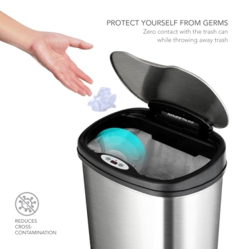 NINESTARS Automatic Touchless Motion Sensor Trash Can 13 Gallon