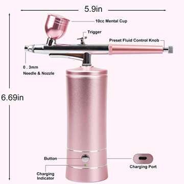 Airbrush-Kit Rechargeable Cordless Airbrush Compressor -Auto Handheld Airbrush Gun, Airbrush Set Por...