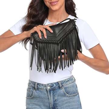 HDE Women's PU Leather Hobo Fringe Crossbody Tassel Purse Vintage Small Handbag