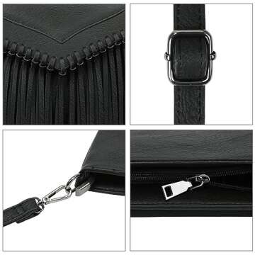 HDE Women's PU Leather Hobo Fringe Crossbody Tassel Purse Vintage Small Handbag