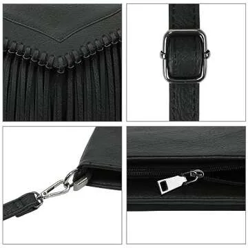 HDE Women's PU Leather Hobo Fringe Crossbody Tassel Purse Vintage Small Handbag