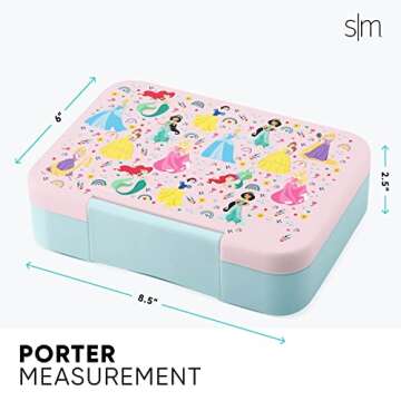 Simple Modern Disney Bento Lunch Box for Kids | BPA Free, Leakproof, Dishwasher Safe | Lunch Container for Girls, Toddlers | Porter Collection | 5 Compartments | Princess Rainbows