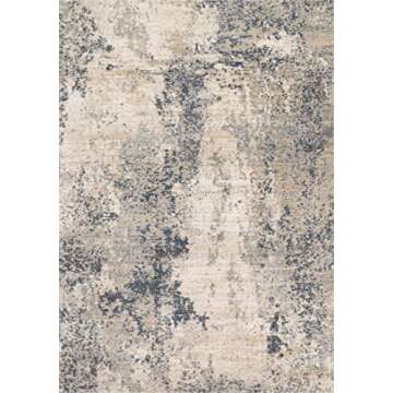 Loloi Teagan Collection 7'-11" x 10'-6" Area Rug in Natural/Denim - Large Area Rug, Soft Neutral Rug, High-Traffic Area Rug for Living Room, Bedroom, Home Office, Dining Area