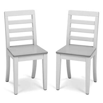 Delta Children Gateway Table and 2 Chairs Set - Greenguard Gold Certified, Bianca White/Grey