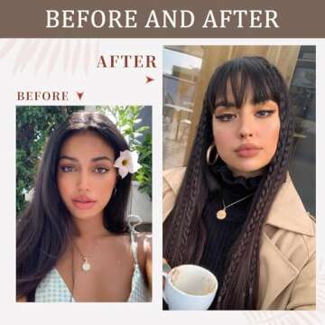 Clip In Bangs-Fake Bangs Hair Clip Natural Black Clip On Bangs Real Human Hair Air Curtain Bangs For Women Clips Wispy Bangs Hair Extensions Fringe With Temples Hairpieces Curved Bangs For Daily Wear