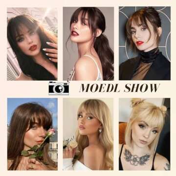 Clip In Bangs-Fake Bangs Hair Clip Natural Black Clip On Bangs Real Human Hair Air Curtain Bangs For Women Clips Wispy Bangs Hair Extensions Fringe With Temples Hairpieces Curved Bangs For Daily Wear