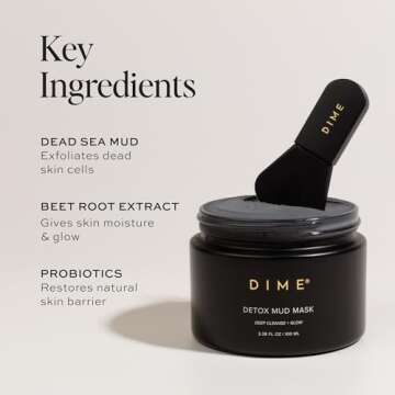 Dime Beauty Detox Mud Mask with Dead Sea Mud, Self Care Facial Mask that Nourishes and Brightens Dull Skin, 3.38 oz / 100 ml