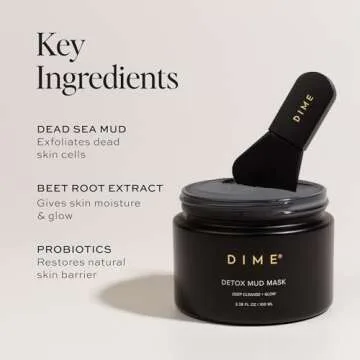 Dime Beauty Detox Mud Mask with Dead Sea Mud, Self Care Facial Mask that Nourishes and Brightens Dull Skin, 3.38 oz / 100 ml