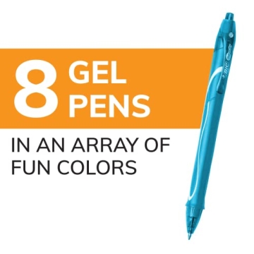 BIC Gelocity Quick Dry Gel Pens 8-Count Assorted Colors