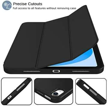 iMieet New iPad 10th Generation Case 2022 10.9 Inch with Pencil Holder, Trifold Stand Smart Case with Soft TPU Back,Auto Wake/Sleep(Black)