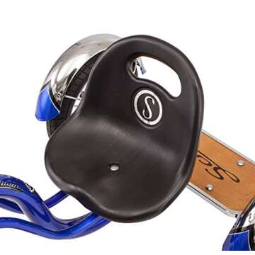 Schwinn Roadster Bike for Toddler, Kids Classic Tricycle, Low Positioned Steel Trike Frame with Bell and Handlebar Tassels, Rear Deck Made of Genuine Wood, for Boys and Girls Ages 2-4 Year Old, Blue