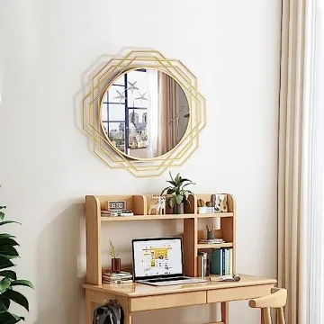 Yamyeud 30'' Gold Decorative Round Wall Mirror