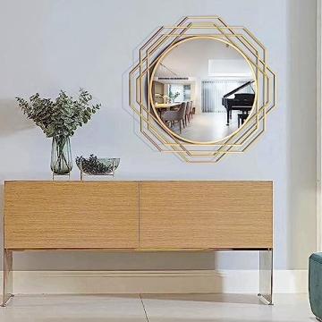 Yamyeud 30'' Gold Decorative Round Wall Mirror