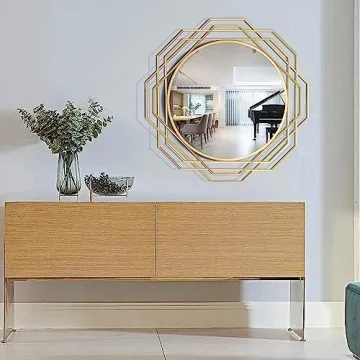 Yamyeud 30'' Gold Decorative Round Wall Mirror