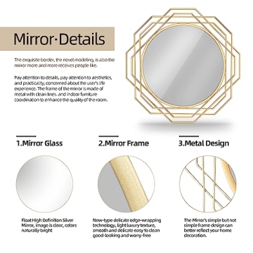 Yamyeud 30'' Gold Decorative Round Wall Mirror