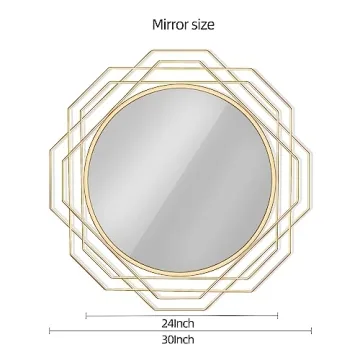 Yamyeud 30'' Gold Decorative Round Wall Mirror
