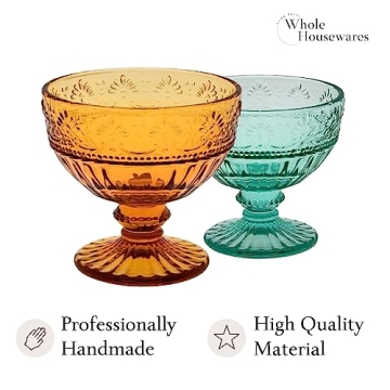 Vintage Glass Ice Cream Bowls Set of 4 for Desserts