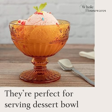 Vintage Glass Ice Cream Bowls Set of 4 for Desserts