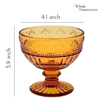 Vintage Glass Ice Cream Bowls Set of 4 for Desserts