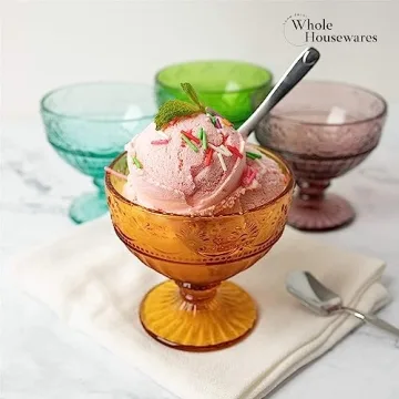 Vintage Glass Ice Cream Bowls Set of 4 for Desserts