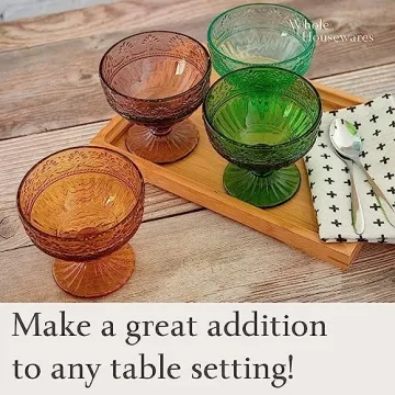 Vintage Glass Ice Cream Bowls Set of 4 for Desserts