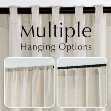 JINCHAN Linen Blend Beige Curtains 96 inches for Living Room