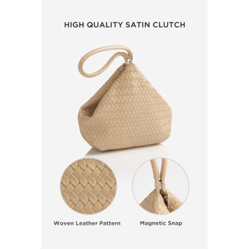 BABEYOND Clutch Purses for Women - Woven Purse Evening Bags Faux Leather Wristlet Handbag for Daily Party