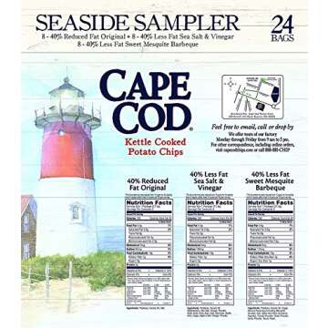 Cape Cod Potato Chips, Reduced Fat Kettle Cooked, Seaside Sampler (24 Count) Variety Pack